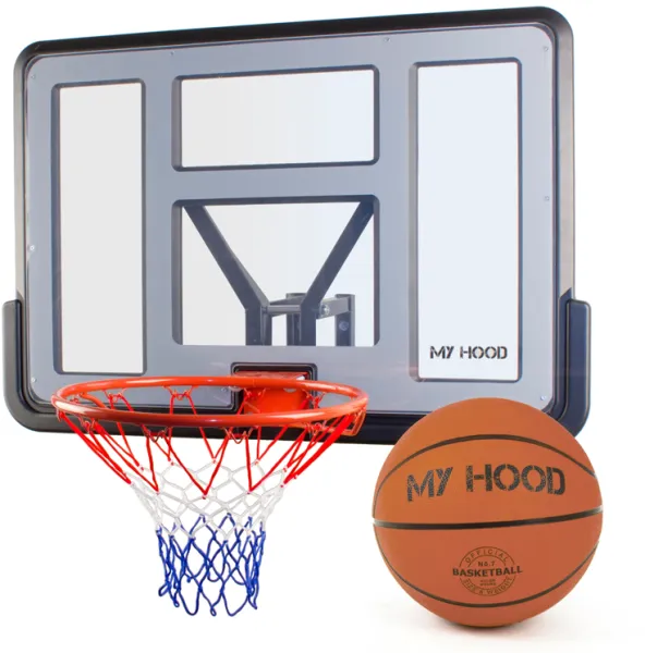 My Hood - Basketkorg på platta med väggfäste - Inklusive boll