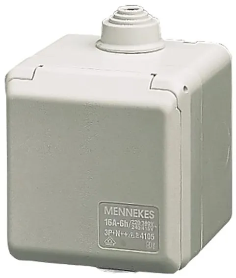 Mennekes CEE vägguttag utvändigt 3-poligt 16A 230V IP44 6H 4102